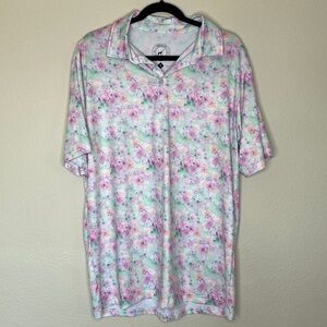 Proud 90 ninety men’s floral gold polo Sz large